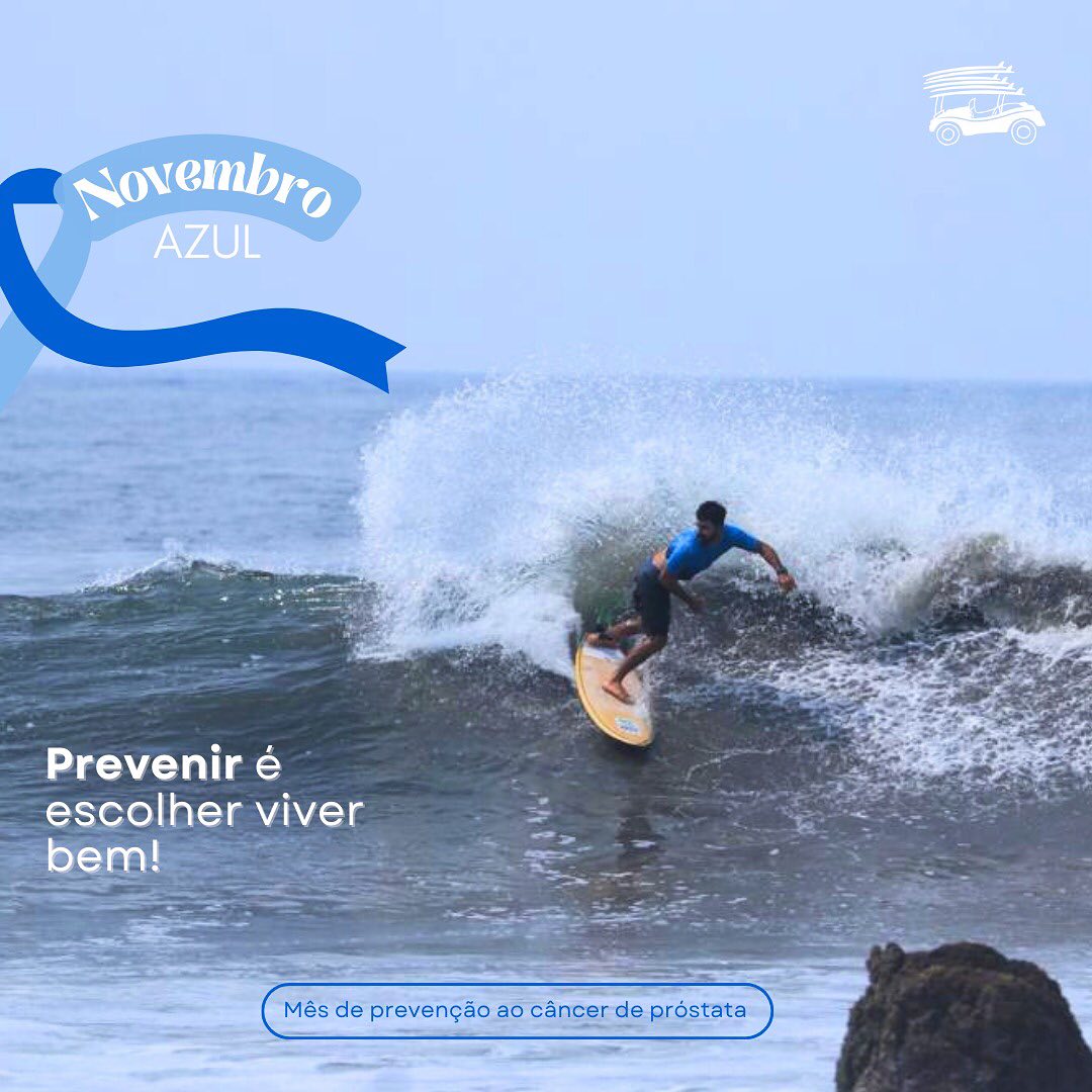 Novembro Azul... Surfe com saúde! 💙🌊
Neste mês, nos unimos à essa campanha para lembrar a todos os nossos surfistas que cuidar da saúde é a onda mais importante que você pode pegar.
O Novembro Azul é um movimento global de conscientização sobre a importância da prevenção e do diagnóstico precoce do câncer de próstata.
Mantenha seus exames de rotina em dia. Uma vida saudável é a chave para aproveitar ao máximo nosso tempo no mar! 🏄♂️